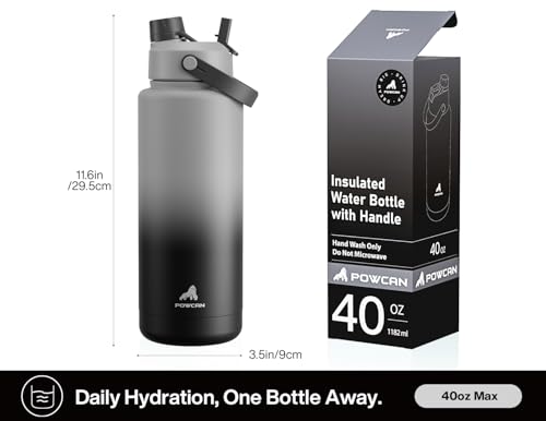 40 oz Insulated Water Bottle with 2
