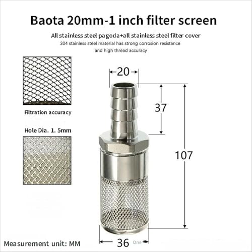 304 Stainless Steel Water Pump Filter Hose End Strainer Barbed Inline Mesh Screen