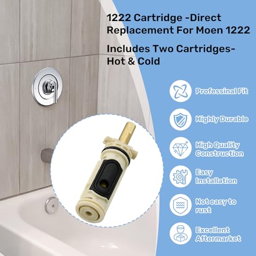 Replacement Cartridge Compatible with Moen 1222 Replacement Cartridge .Fit for Moen Tub Shower and One