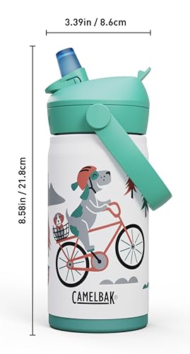 Thrive Flip Straw Kids Bite Valve Stainless Steel Water Bottle Biking Dogs