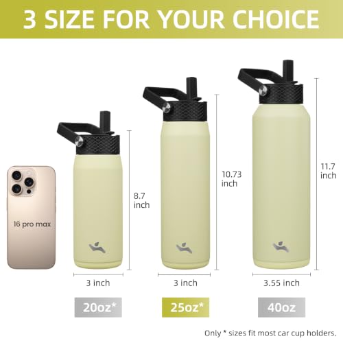 25 oz Insulated Stainless Steel Water Bottle with 3 Lids