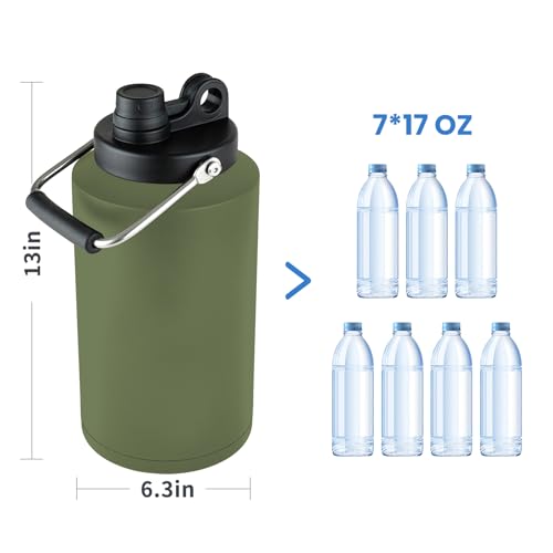 1 Gallon Water Bottle Insulated Stainless Steel Keeps Ice 48Hr