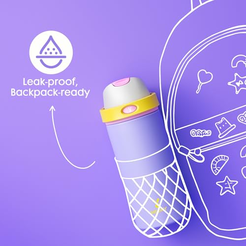 2 Pack 18 oz Insulated Kids Water Bottle for Gym (2 Count)