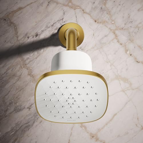 37722-G-2MB Cinq Square Single-Function Filtered Showerhead, Five-Layer Filtration, 1.75 GPM, Contemporary Design, Easy to Clean, Vibrant Brushed Moderne Brass