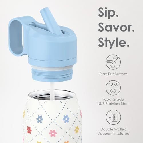 Floral Stainless Steel Water Bottle with Twist Lid 20oz
