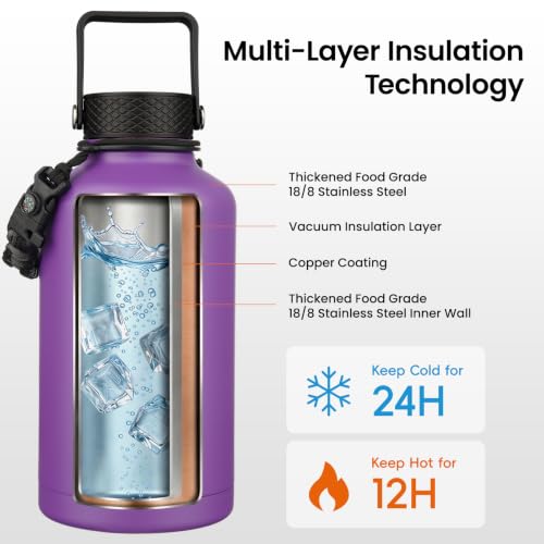 87 oz Insulated Stainless Steel Water Bottle Jug with Handle