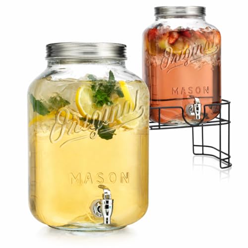2 GALLON 2 PACK Glass Drink Dispensers for Parties
