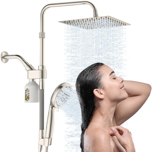 Brushed Nickel Filtered Rainfall Shower Head with Handheld