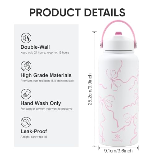 32 oz Insulated Water Bottle with Straw