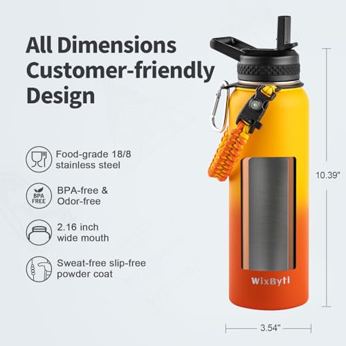 40 oz Insulated Water Bottle with Straw