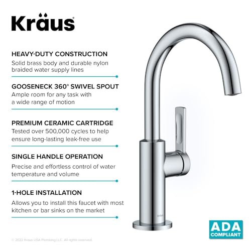 Oletto Single Handle Kitchen Bar Faucet in Chrome