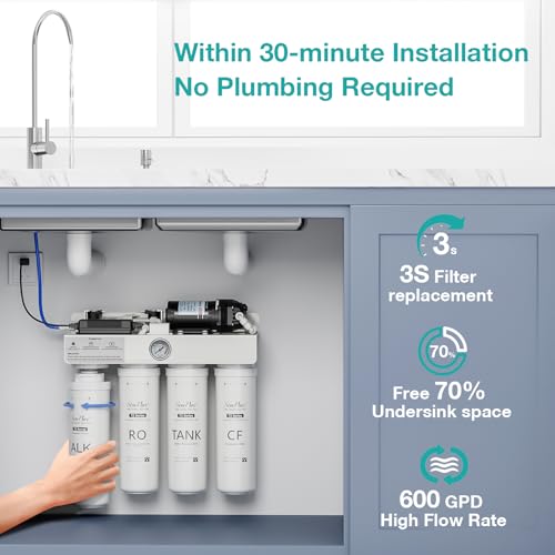 T2 600A UV Alkaline Reverse Osmosis Water Filter 600 GPD