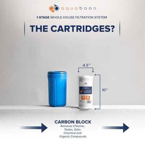 Whole House Water Filter System for Well Water with 5 Micron 10x4.5 Carbon Block Chlorine Reduction Cartrige