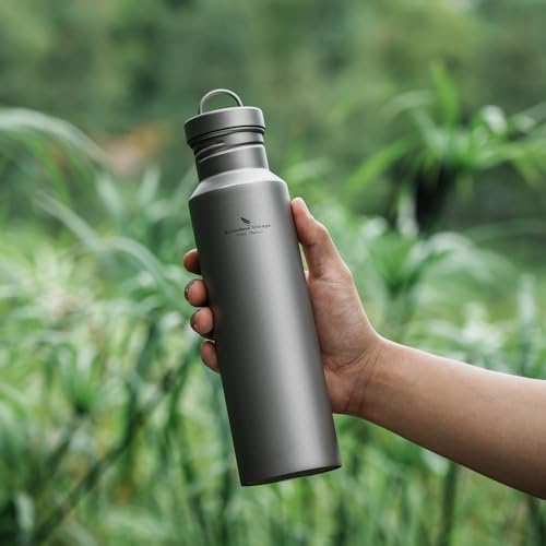 Outdoor 750ml Wide Mouth Titanium Water Bottle Canteen Ti3253d