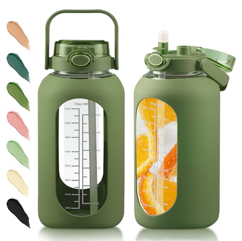 74 oz Glass Water Bottle with 2