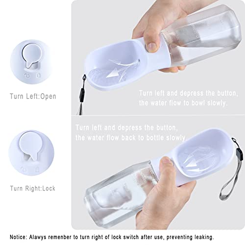 Dog Water Bottle with Food Container & Poop Bag Holder & Filter