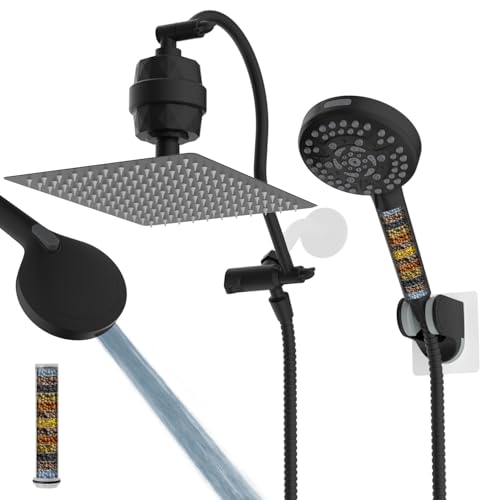 All Metal 12'' Dual Filtered Rainfall Shower Head Combo