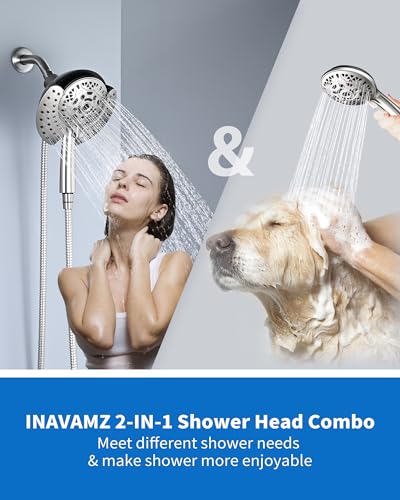2 in 1 Shower Head with Handheld Combo High Pressure Nickel 1.8 GPM (2 Count)