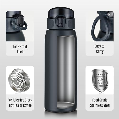 Insulated Water Bottle 18 oz with Dustproof Lid