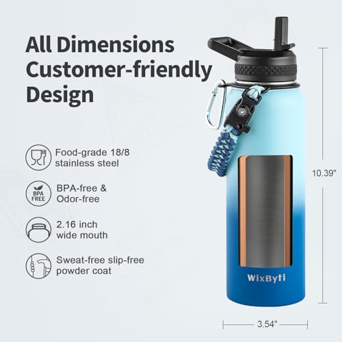 40 oz Insulated Water Bottle with Straw