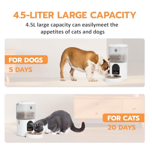 7L 2-in-1 Automatic Cat Feeder with Camera and Water Fountain Dispenser 1080P HD Video 2.4G&5G WiFi Timed Auto Feeder with APP Control,Multiple Cats, Detachable for Easy Clean-White