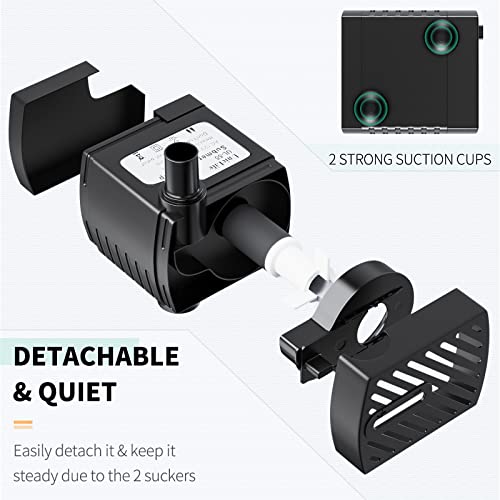 Pet Replacement Pump 60 GPH 2W 2ft High Lift Quiet Pump for Smart Pet Fountains 12 V Compact Submersible Water Pump with 120 V Converter Adaptor for Nano Fish Tanks Bowls Up to 5 Gallons