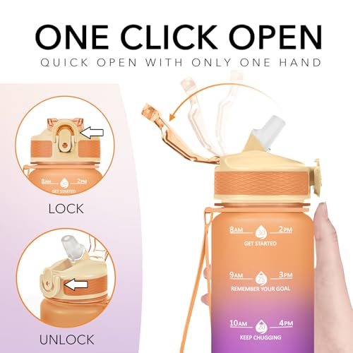 Plastic Water Bottle With Straw & Time Marker