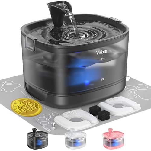 85oz 2.5L Cat Water Fountain with Detachable Tank & Secure Clips