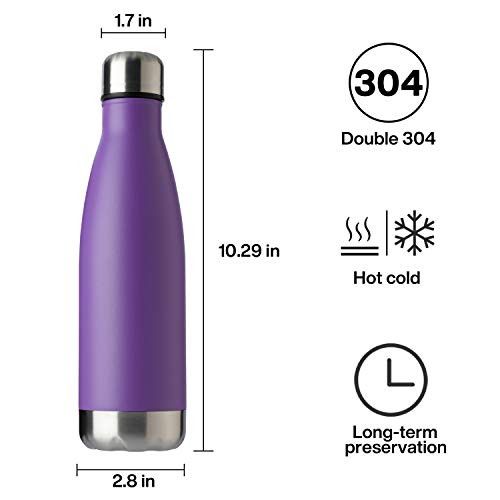 17oz Sport Water Bottle 8 Pack Vacuum Insulated Stainless Steel Leak (8 Count)
