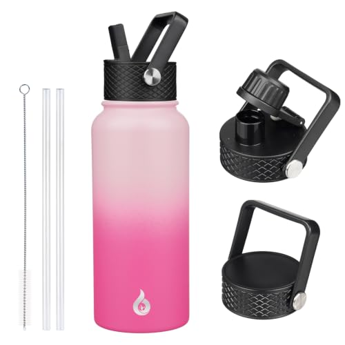 32oz Insulated Water Bottle with Straw Lid