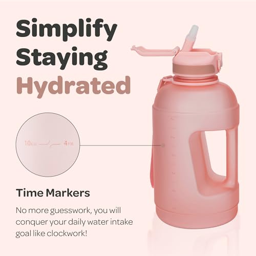 Motivational Water Bottle with Time Marker and Straw Lid 78 oz