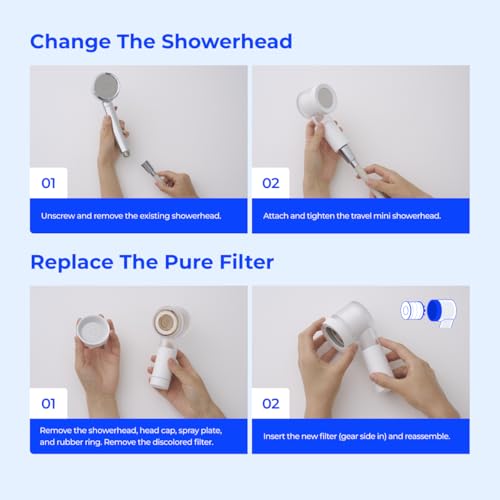 Puresome Travel Mini Shower Head Set with Pure Filter