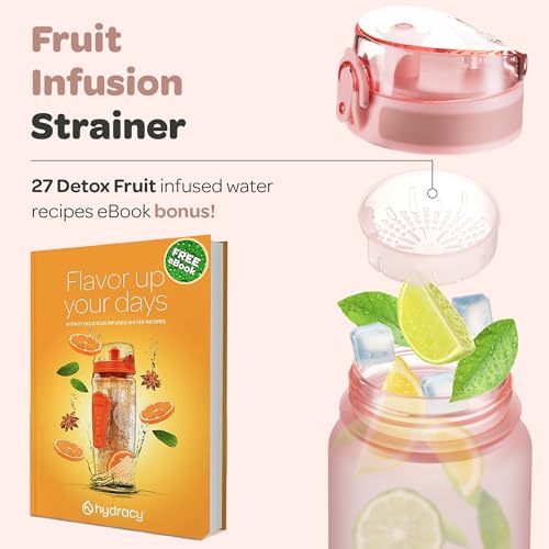 Motivational Water Bottle with Time Marker & Fruit Infuser 17 oz