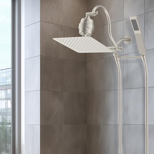 All Metal 10'' Filtered Rainfall Shower Head Combo