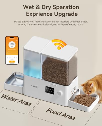 2-in-1 Automatic Cat Feeder & Water Dispenser,WiFi Control Feeding