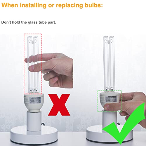 25 Watts UVC Sanitizer Lamp Ozone Free UVC Light Bulb with Base and 3