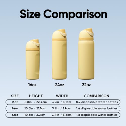 FreeSip Kids Stainless Steel Water Bottle 16 oz Butter Half