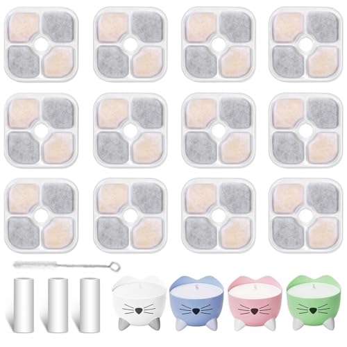 Pet Water Fountain Filters Compatible with Catit PIXI Cat Drinking Fountain (12 Count)