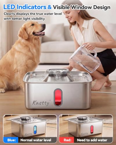 4Gal 15L Stainless Steel Dog Water Fountain for Large Multi