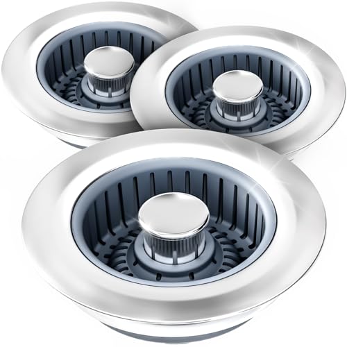 3 in 1 Kitchen Sink Drain Strainer Stopper Removable Basket Pop