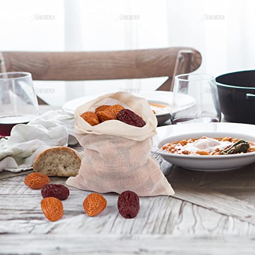 50 Pack Reusable Drawstring Cotton Soup Bags Spice 6 x 8 Inch Tea Filter Coffee Brew Herb Muslin Cheesecloth for Straining (50 Count)