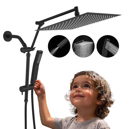All Metal 12 Inch Rain Shower Head with Handheld Spray Combo