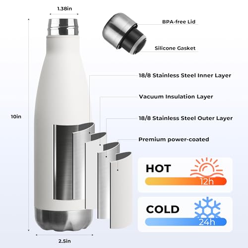 17oz Sport Water Bottle Vacuum Insulated Stainless Steel Leak