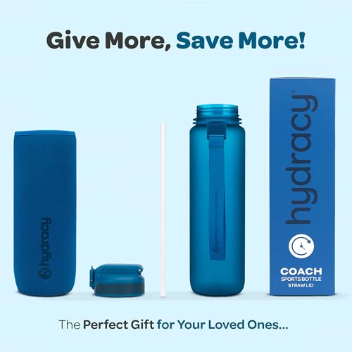Motivational Water Bottle with Time Marker and Straw Lid 32 oz