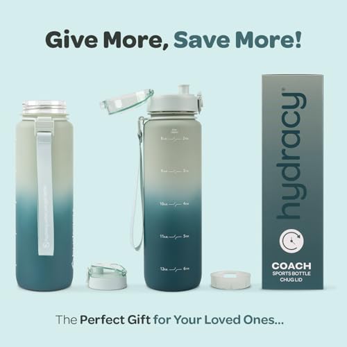 Motivational Water Bottle with Time Marker & Fruit Infuser 32 oz