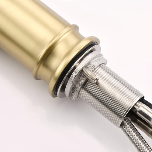 Pull Out Spring Sprayer Kitchen Sink Faucet with 360° Rotating Spout and Single Level Handle