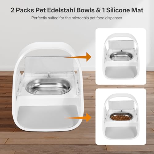 Stainless Steel Bowl for Automatic Microchip Cat Pet Feeder (3 Count)