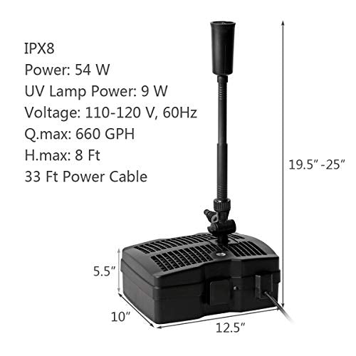 4 in 1 Submersible Pond Filter Pump