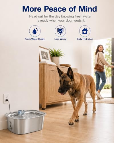 2.1 Gallon Stainless Steel Dog Water Fountain for Large Dogs (386 Fl Oz)