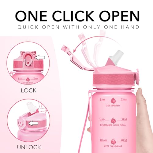Plastic Water Bottle With Straw & Time Marker